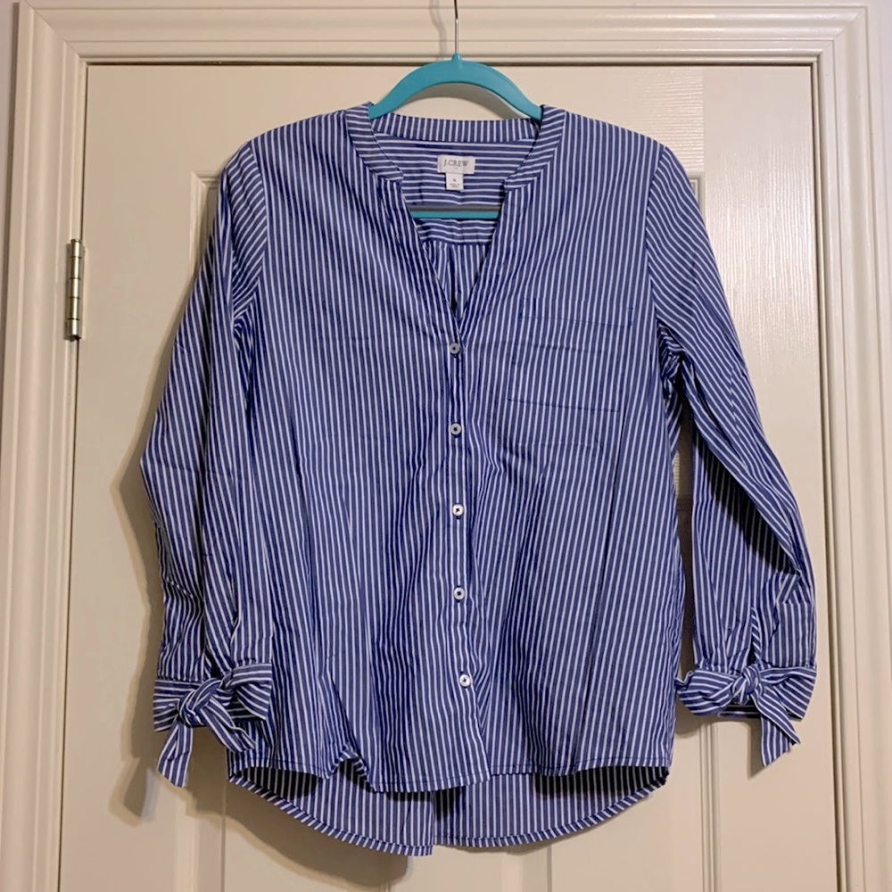 JCrew striped blouse w/ bow sleeve accent